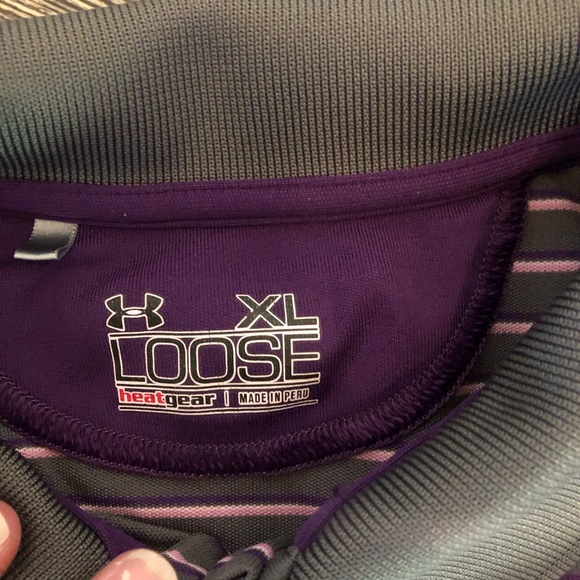 Under Armour Heatgear Loose gray and purple Striped XL EUC - Picture 3 of 6